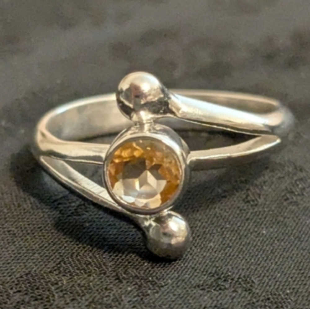 New 925 Solid Sterling Silver Ring Genuine Citrine Ring Size 6.75